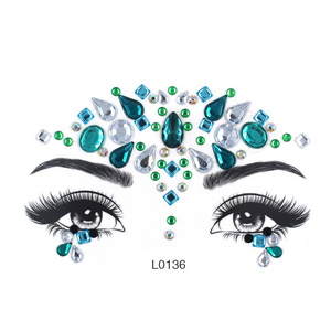 Festival make up eyebrow Face Acrylic Crystals Glitter Breast Chest Rhinestone Carnival Body resin Jewels Tattoo Gems Sticker