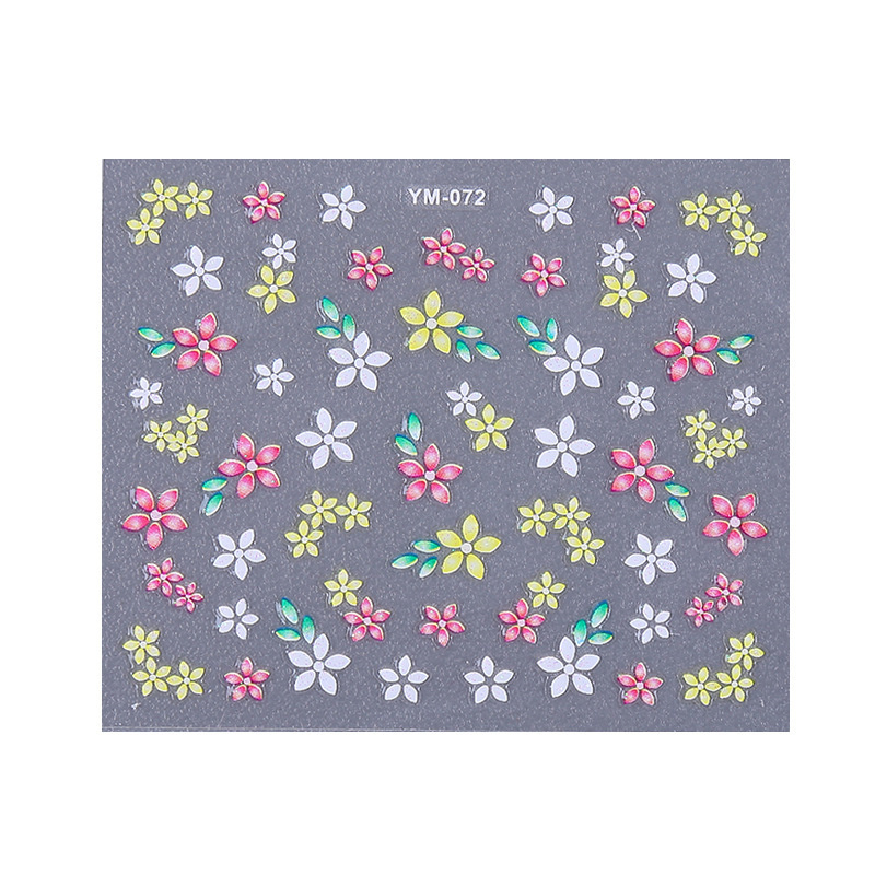 Flower 5D Embossed Nail Decals Spring Daisy Nail Art Design Self Adhesive Nail Stickers