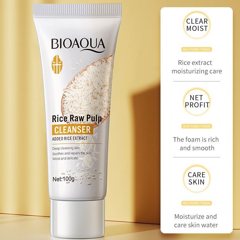 Discount now BIOAQUA Natural Nourishing Moisturizing Rice Essence Whitening Facial Cleanser