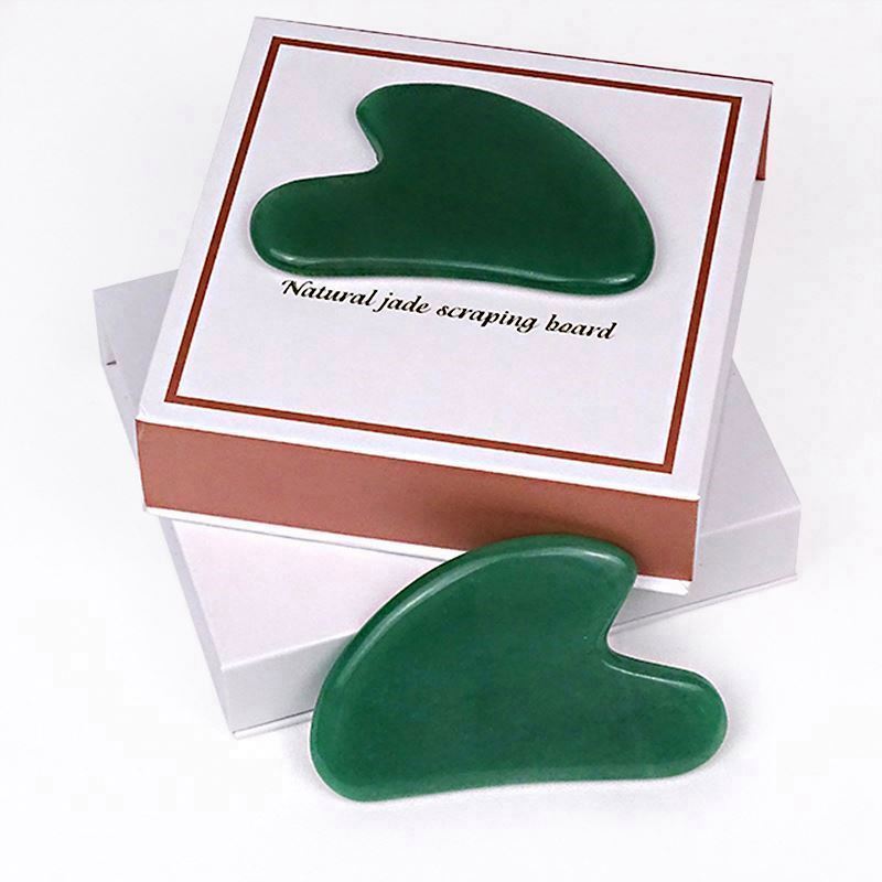 Jade Green Aventurine Gua Sha Essential Oil Beauty Facial Cool Skin Massage Tool 100% Natural