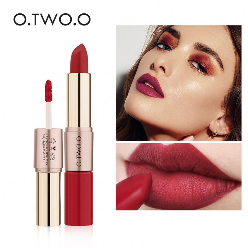 O.TWO.O Customization 12 Colors Lipstick Makeup Matte Lipstick and Matte Velvet Lip Gloss 2 in 1 Lipstick