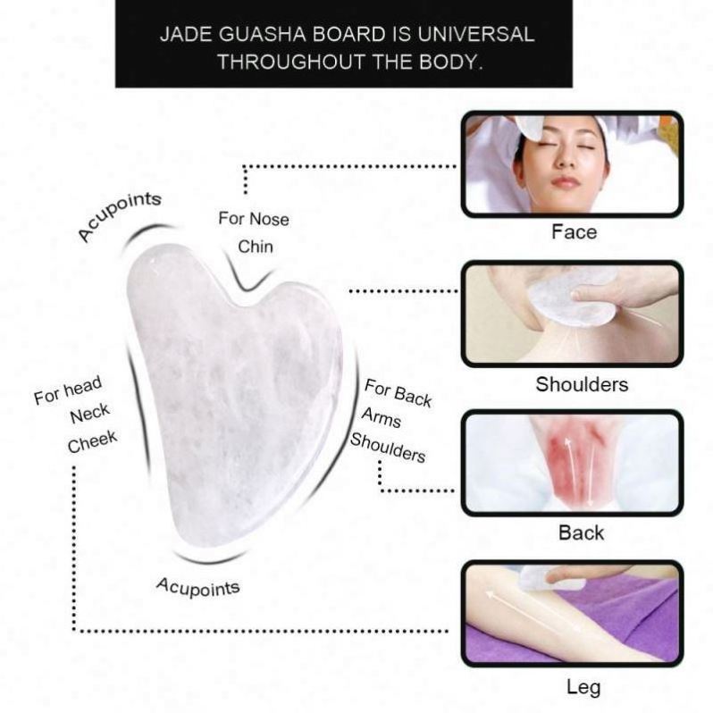 Jade Stone Gua Sha Wholesale Factory Skincare Essential Oil Facial Massage Tool 100% Real Natural White