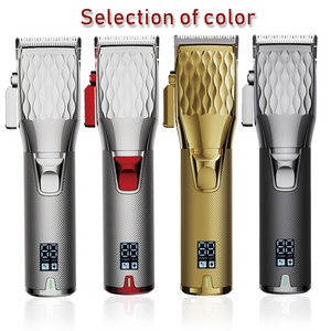 OEM logo cordless professional hair trimmer clipper  LCD display 440C blade hairdresser barber salon adjustable blade