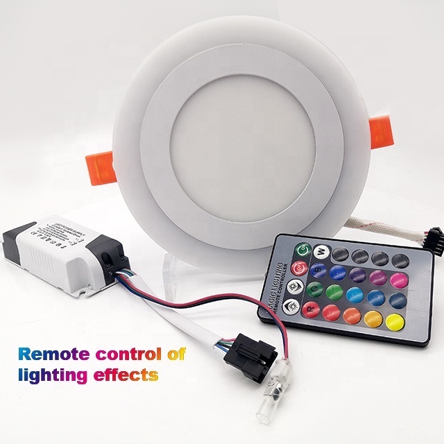 Remote control double color led panel light cct adjustable recessed ceiling downlight led round 24w RGB panel light led