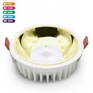 High CRI 80 led downlight 6 inch recessed project aluminum 7w 12w 20w 30w 40w cob led round ceiling down light