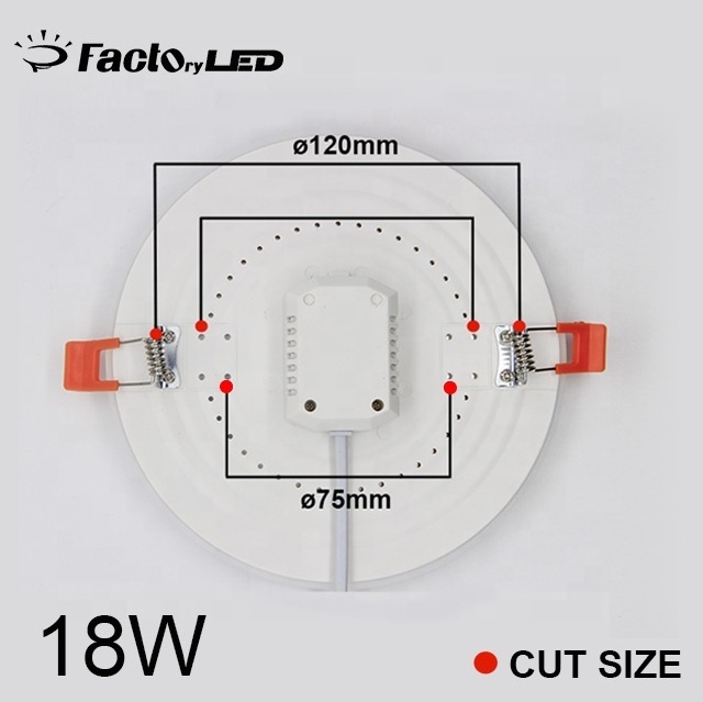 Factory lamp 150mm plastic cover 18w led frameless panel light recessed backlight  indoor lighting