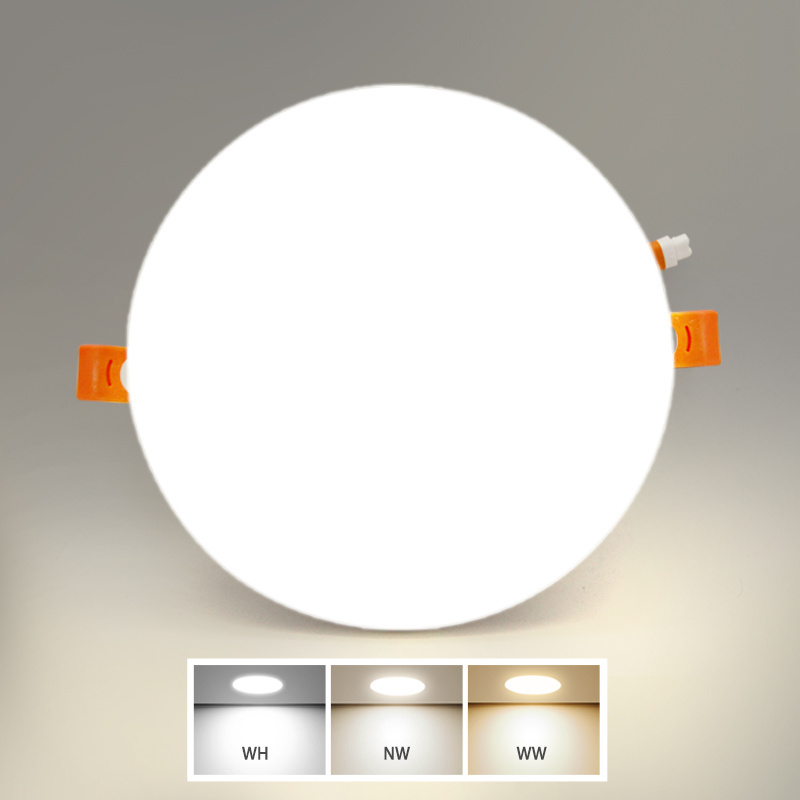 Recessed 10W 18W 24W 36W SKD frameless hidden panel lighting 3D PC cover round led ceiling light