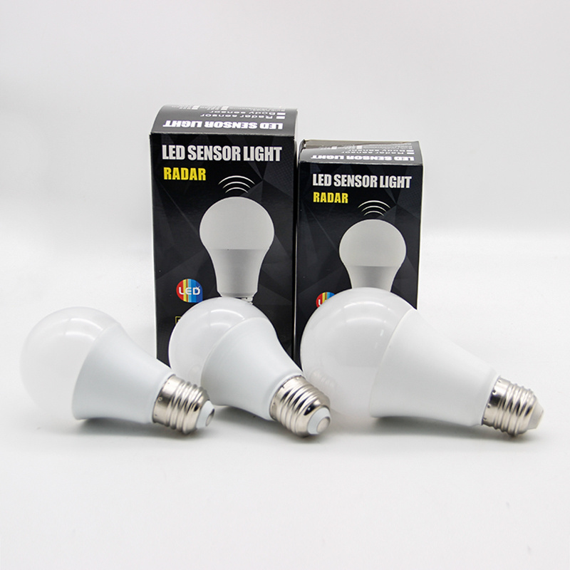 Ready To Ship A19 Radar Motion Sensor LED Bulb 5W 7W 9W 12W Security Indoor Light Bulb