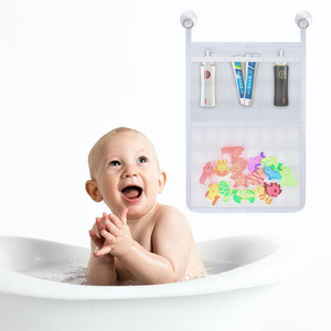 Durable Washable White Mesh Bath Toy Holder Bathtub Baby Toy Storage Bath Toy Organizer for Kids