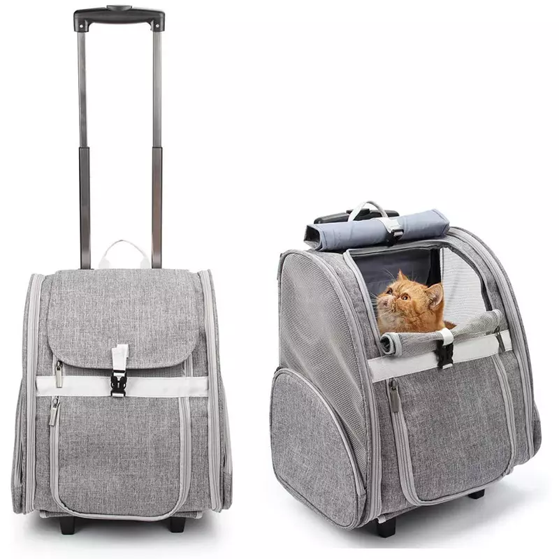 Custom Airline Approved Pet Carrier Dog Breathable Carrier Tote Pet Carrier on Wheels