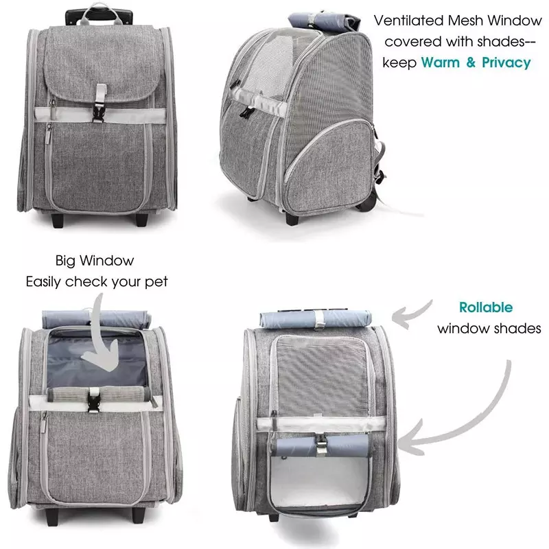 Custom Airline Approved Pet Carrier Dog Breathable Carrier Tote Pet Carrier on Wheels