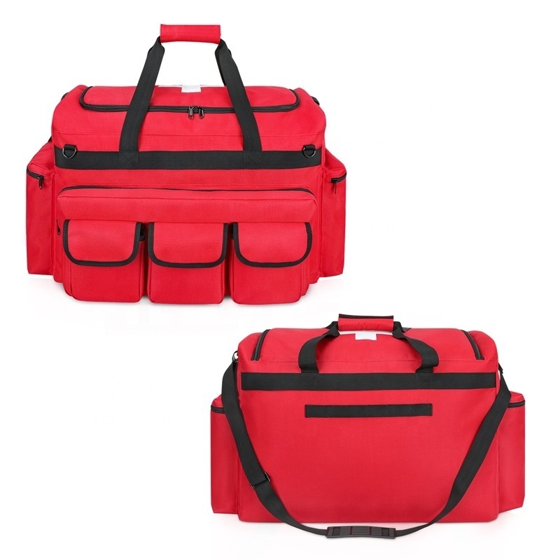 Custom Outdoor Large Capacity Red Emergency Survival Trauma Bag Medical Supplies Storage Bag First Aid Kit