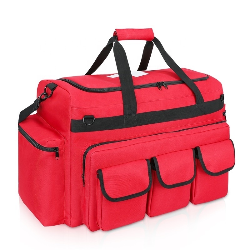 Custom Outdoor Large Capacity Red Emergency Survival Trauma Bag Medical Supplies Storage Bag First Aid Kit