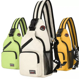 Fashion waterproof nylon cross body sling with earphone hole women men multi-function chest OEM shoulder backpack bag