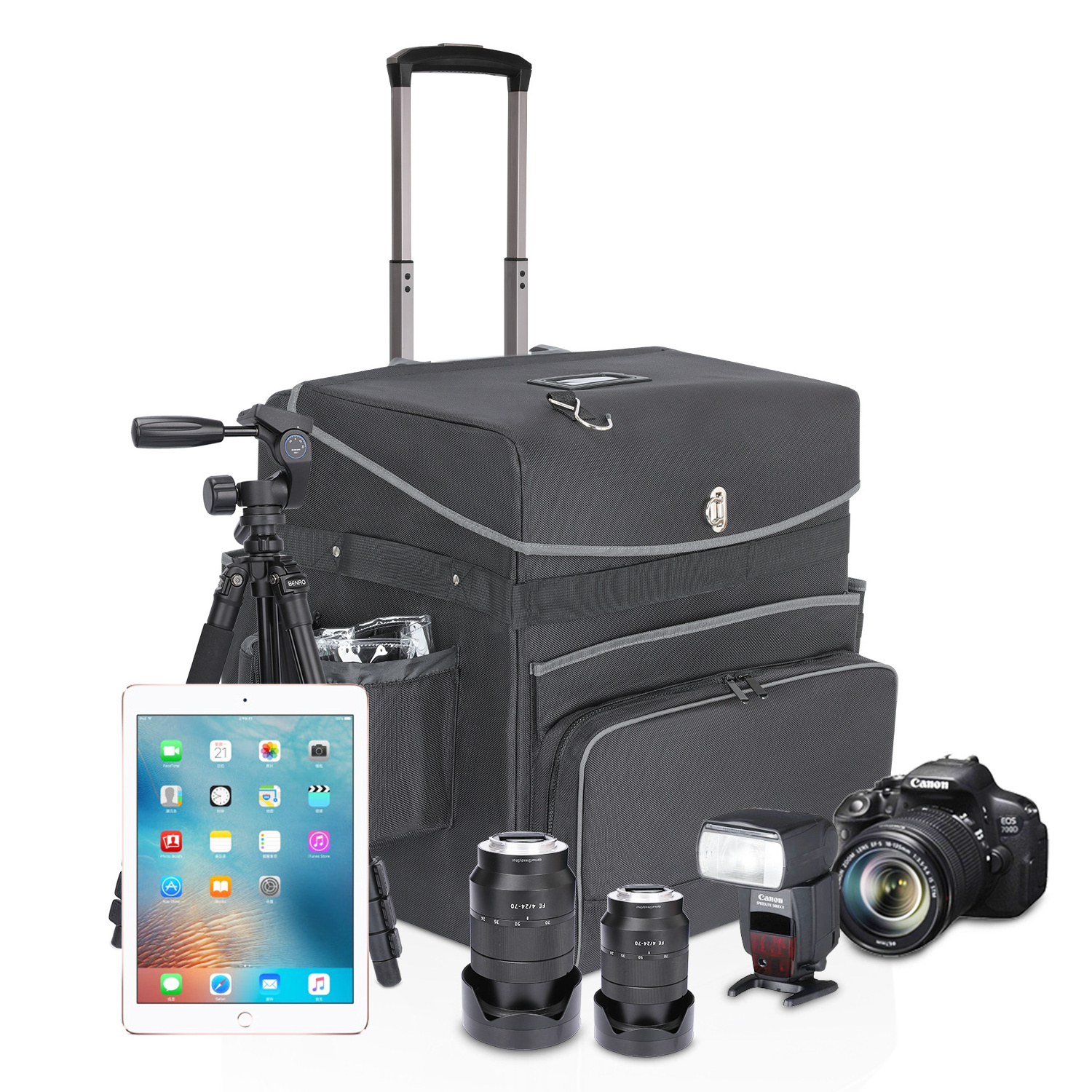 Wholesale Large Capacity Waterproof Custom Camera Trolley Bag For Outdoor Photography Durable Detachable Pad Trolley Travel Bag