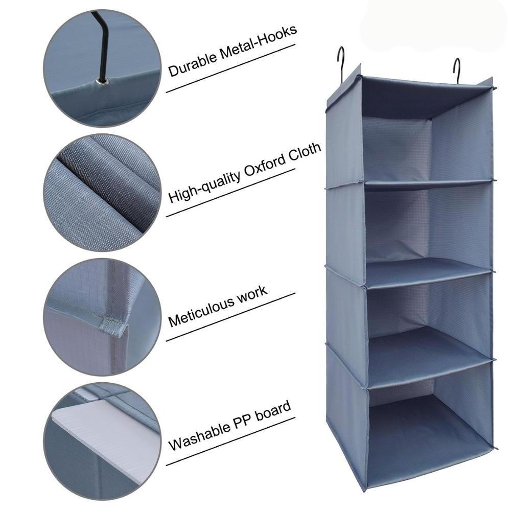 4 Shelves Hanging Closet Organizer Collapsible Wardrobe Storage Bag