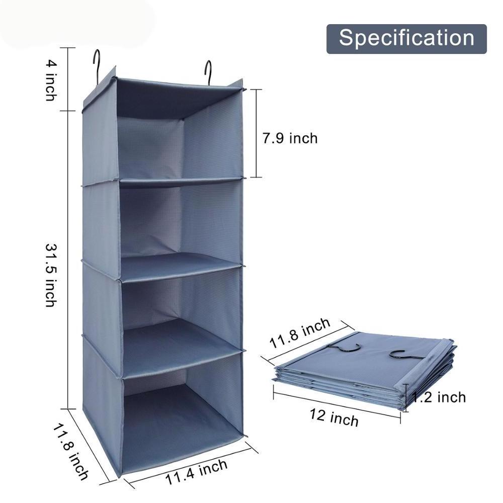 4 Shelves Hanging Closet Organizer Collapsible Wardrobe Storage Bag