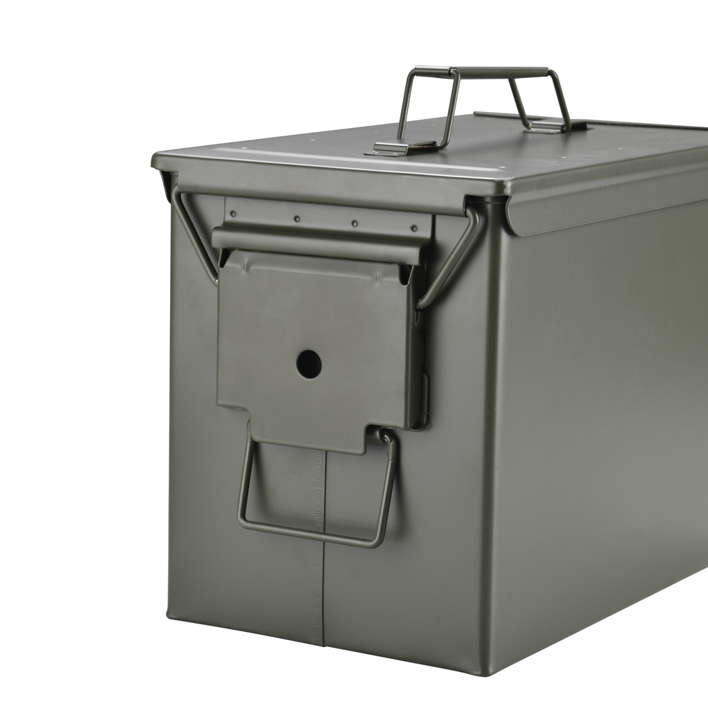 Tactical45 M2A2 50 Cal Ammo Can Green Ammo Storage Container with Front Latch System Steel Grade Ammo Case