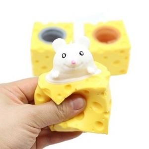 TIKTOK Amazon Hot sales Cheese Mouse Squeeze Toy Cheese Mice Cute Decompression Squeeze Toy