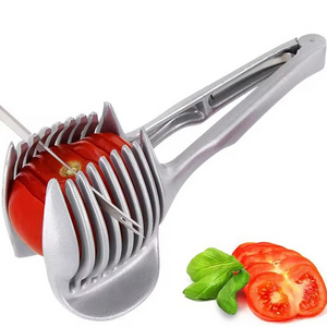 TIKTOK Amazon Hot Sale Vegetable Fruit Cutter Garlic Crusher Kitchen Gadgets Aluminum Alloy Onion Holder Potato Tomato Slicer