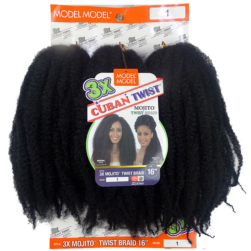 3x Cuban Twist Soft Gray Peruca Cheveux Cuban Twist Synthetic Crochet Extensions Marley Braiding Afro Kinky Hair