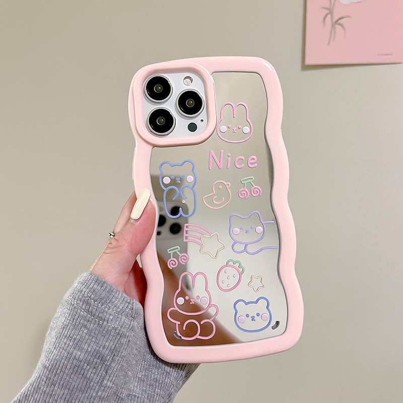 Pink mirror lace simple mobile phone protective case for iphone 13 pro max for iphone 14