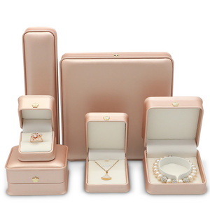 FADELI Gold Pink PU Leather jewelry Boxes Ring Box Jewellery packaging Pendant Bangle Necklace Wholesale Jewelry Packaging Box