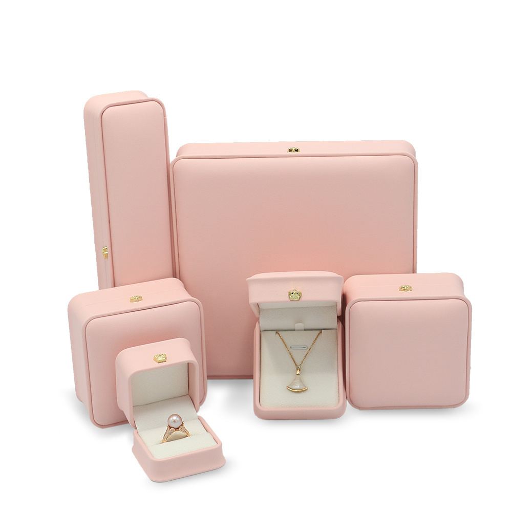 FADELI Gold Pink PU Leather jewelry Boxes Ring Box Jewellery packaging Pendant Bangle Necklace Wholesale Jewelry Packaging Box