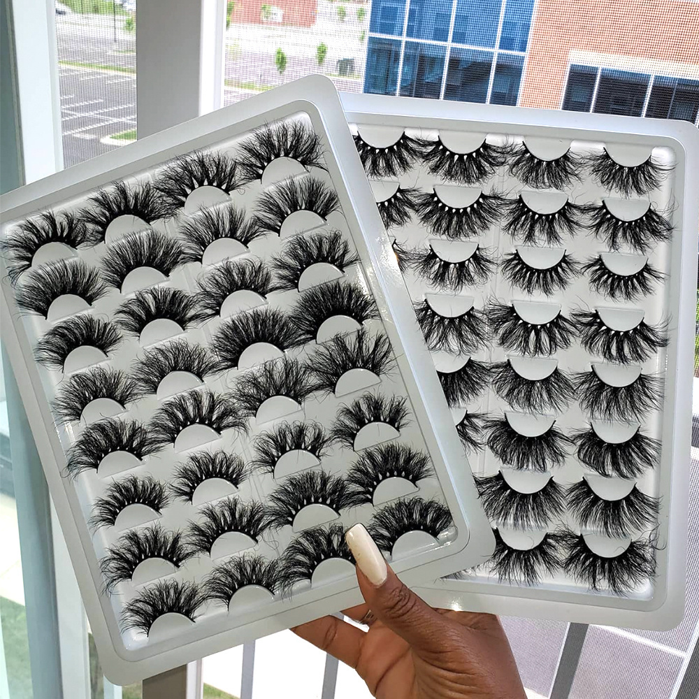 Wholesale Mink Lash 3d Magnetic Full Strip Lashes Hand Made 7D Full Mink Strip Lashes Private Label Adhesive Striplash With Box