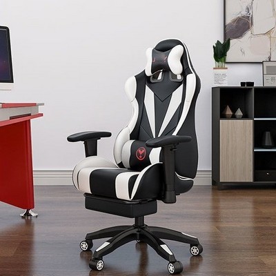 Cheap office gamer racing gaming chair with optional footrest and massage RGB light strip