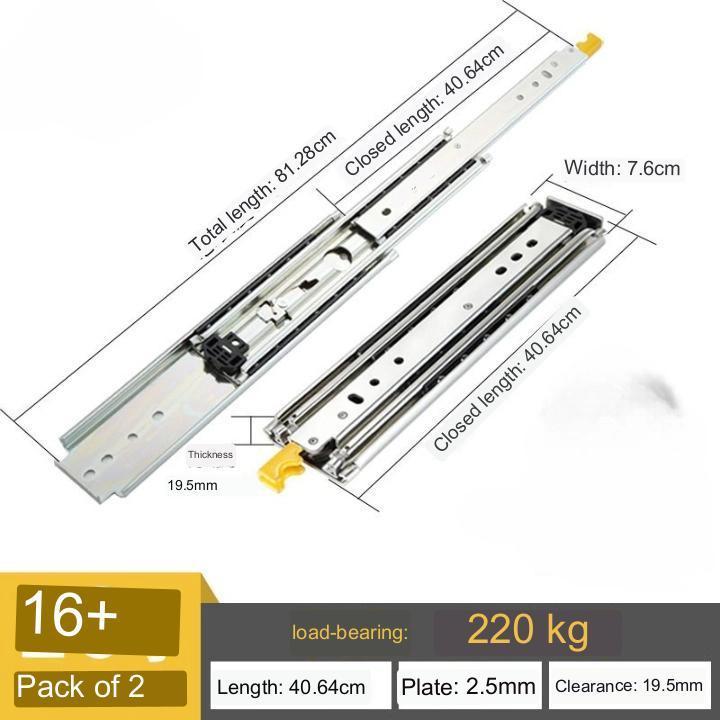 76mm Side Mount Heavy Duty Self Closing Full Extension Ball Bearing Telescopic Channel Drawer Slide