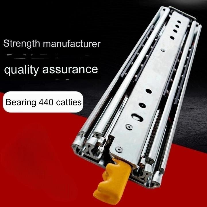 76 Heavy Duty Drawer slides Locking Three Sections Full Extension Ball Bearing Drawer Runner Load 220KG Industrial Rail