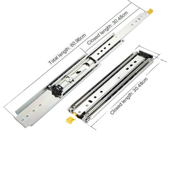 76 Heavy Duty Drawer slides Locking Three Sections Full Extension Ball Bearing Drawer Runner Load 220KG Industrial Rail