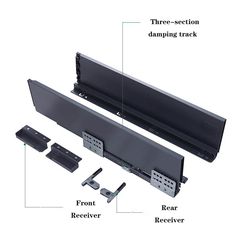 Soft Closing Metal Box Drawer Slide Elegant Tandem Box Slim Kitchen Drawer System for Furniture Cabinet Drawer