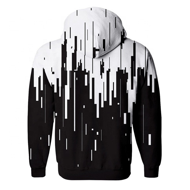 Faham International Wholesale Custom Design Hoodie Black And White Printed Men Zip Up Hoodies With Front Pockets