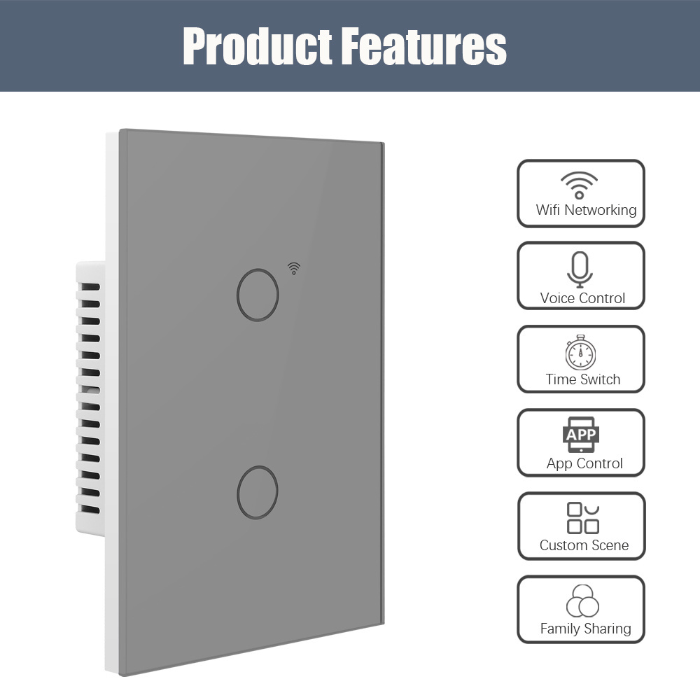 USW8821 US tuya smart home light switch remote control alexa voice control smart life switch,matter smart switches