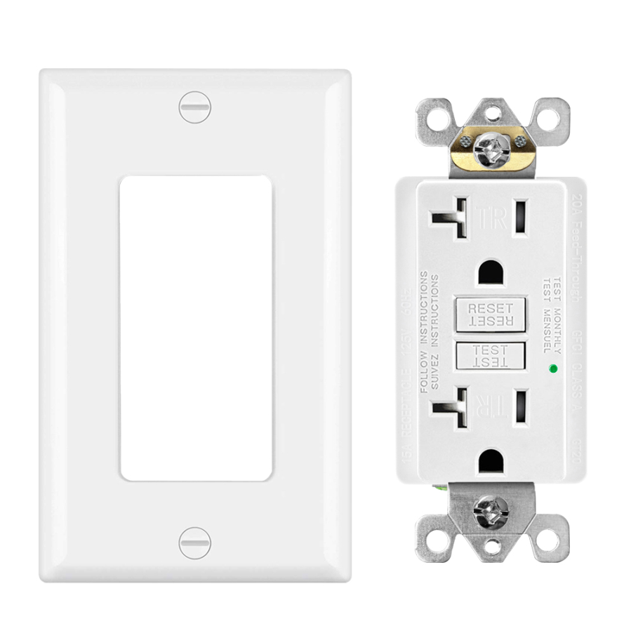 China electric supply wall switches and sockets self test wall switch light socket set 20a 125v gfci outlet with tr electrical