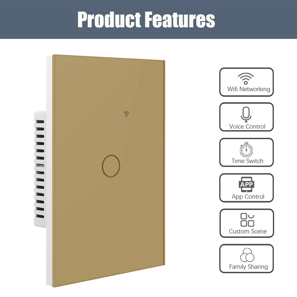 USW8811 Alexa Voice Control wifi smart touch wall light switch,tuya smart power switch remote control ,sensitive grass screen