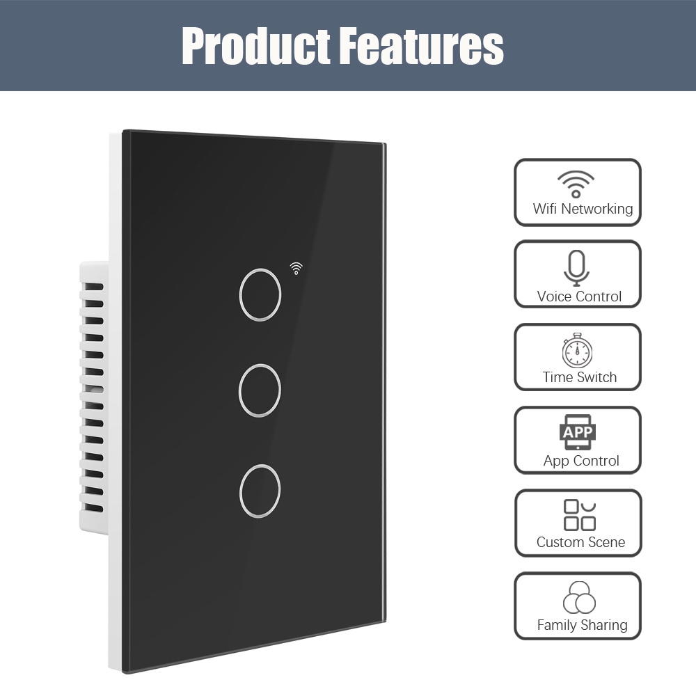 Top Selling USW8831 US moes smart switch zigbee, Alexa voice control wi-fi smart light switch, App remote control