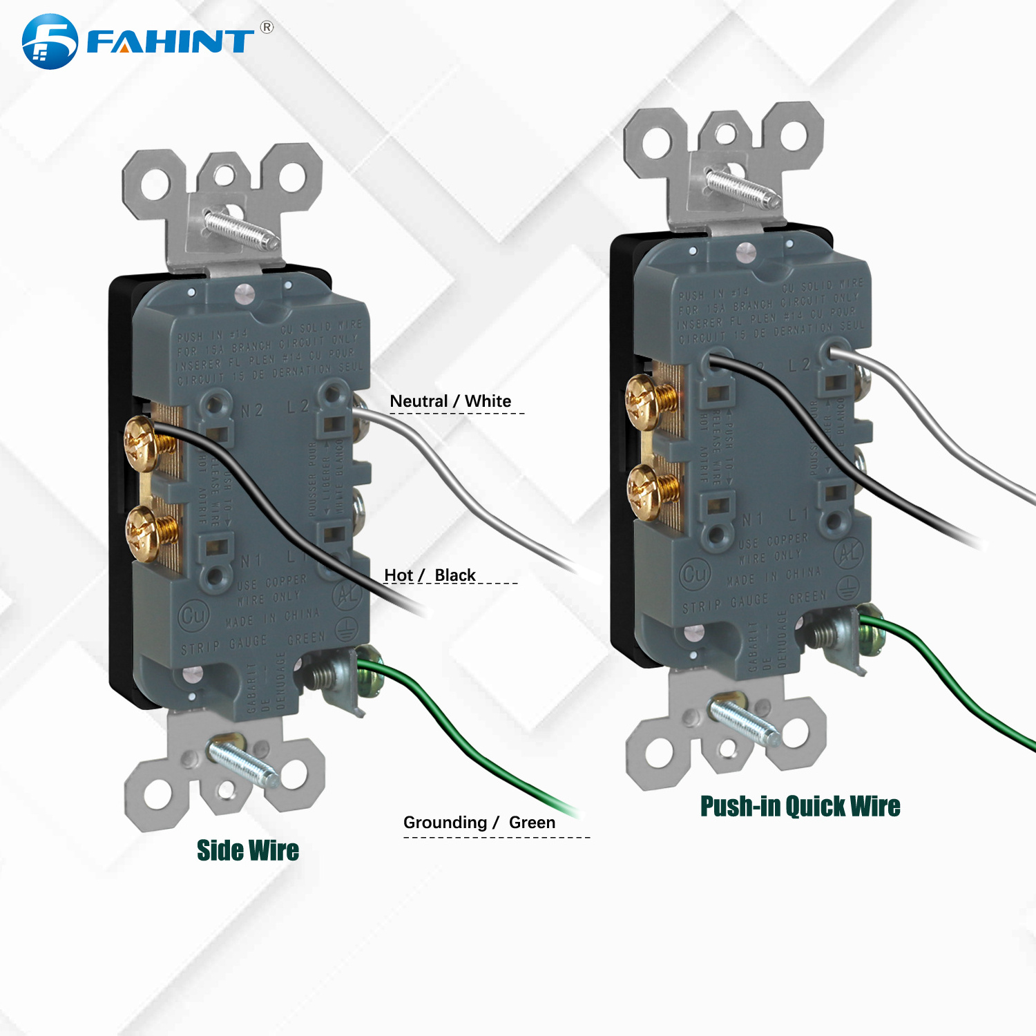 DW15Q 15amp 125v us decorator wall plug duplex electrical wall receptacle outlet socket with weather resistance