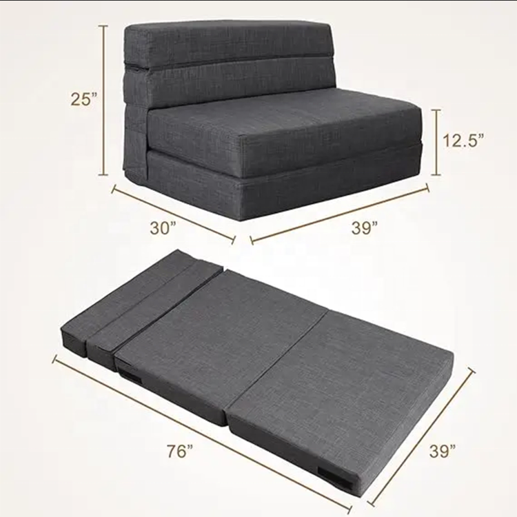 Memory Foam Folding Sleeper Chair Couch Bed with Soft Cushions in Living Room Bedroom Guest Room