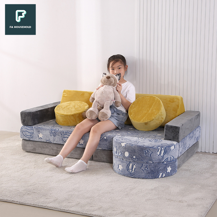 Certi-pur Children Gift Creative Foam Castle Modular Convertible Sofa Kids Play Pillow Couch With Waterproof Fabric