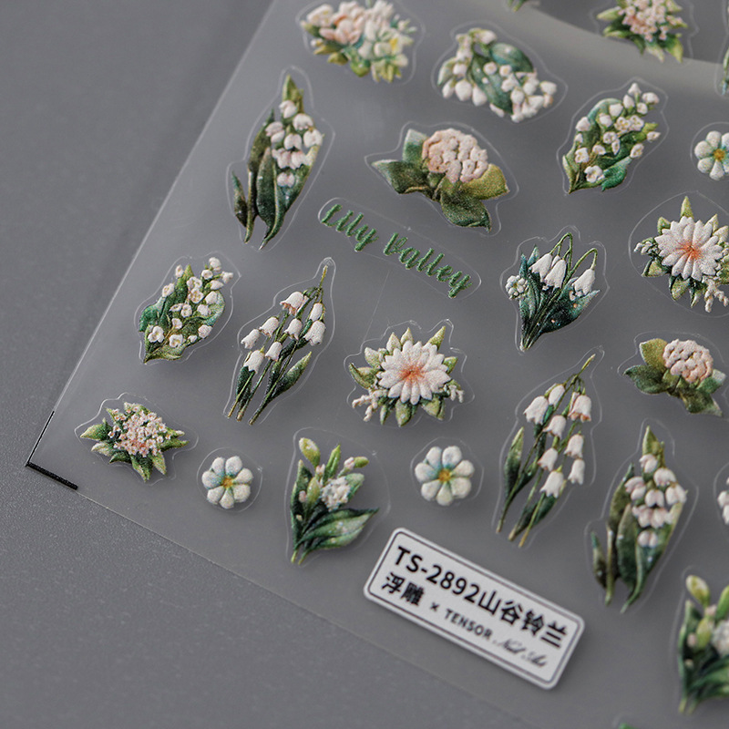 Popular Flower Design 5d Emboss Pro Quality Thin Clear Daisy Decoration Nail Stickers For Nail Art Designer