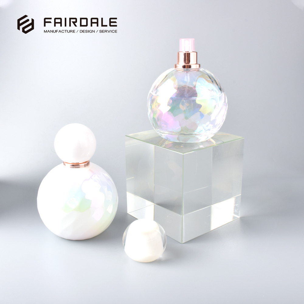 Luxury High End Packaging Glass Ball 50ml 100ml Empty Iridescent Perfume Bottle