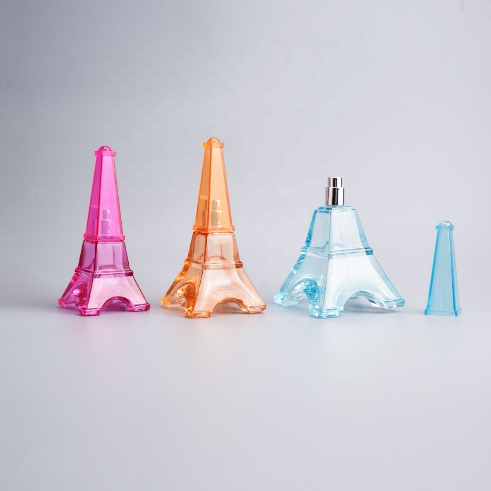 Fairdale Red Blue 30ml 50ml 90ml Egyptian Pyramids Shape Spray Empty Crimp Plastic Perfume Bottle