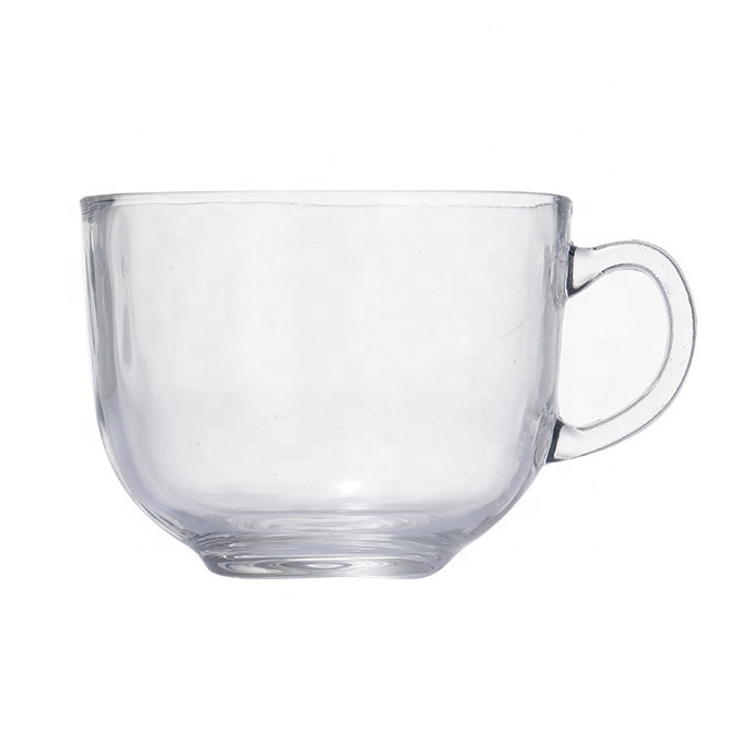 Promotion Glass Jumbo Mug with Handle for Breakfast  Cocoa Milk Latte Cereal Ice Cream 480ml