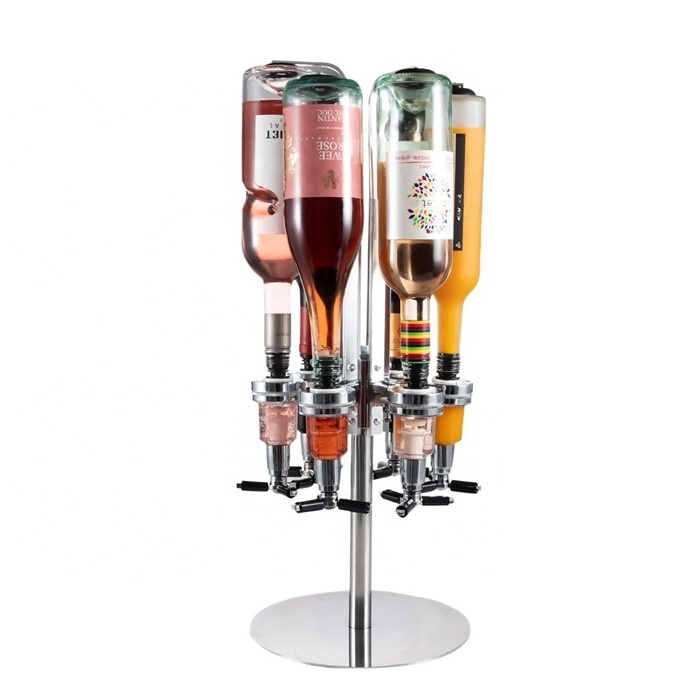 6 Bottles Rotating Liquor Dispenser Revolving Alcohol Caddy Liquor Bottle Dispenser Bar Rotating Liquor Holder for Bar Home