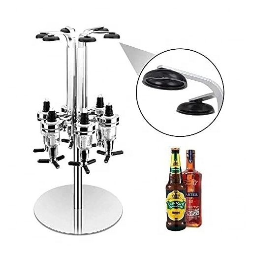 6 Bottles Rotating Liquor Dispenser Revolving Alcohol Caddy Liquor Bottle Dispenser Bar Rotating Liquor Holder for Bar Home