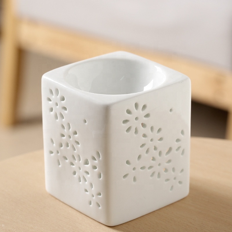 Square Ceramic Tea Light Holder Wax Warmer Buddha Aromatherapy Essential Oil Burner Great Decoration for Living Room