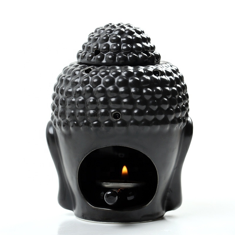 Square Ceramic Tea Light Holder Wax Warmer Buddha Aromatherapy Essential Oil Burner Great Decoration for Living Room